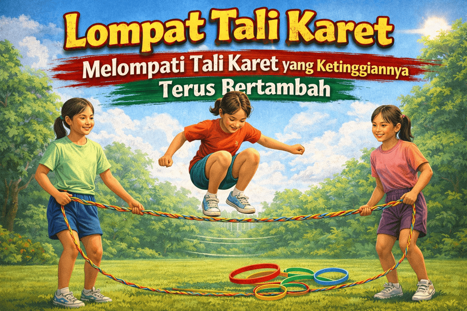 Lompat Tali Karet: Melompati Tali Karet yang Ketinggiannya Terus Bertambah